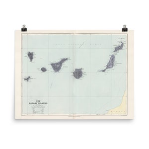 Mapa de las Islas Canarias Viejas (1904) Cartel del Atlas Vintage Islas Canarias
