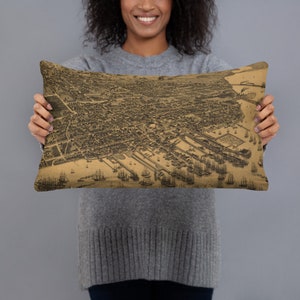 Pensacola Florida vintage Map Pillow (1885) The City of Five Flags Atlas Cushion