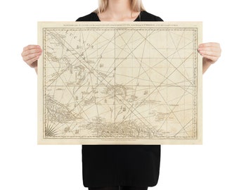 Old Turks and Caicos Map (1775) Vintage British Caribbean Islands Atlas Poster