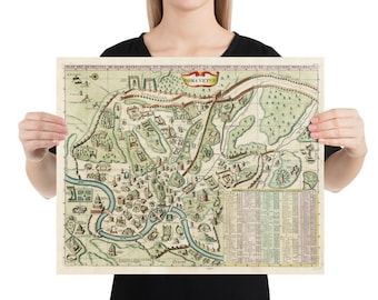 Old Rome Italy Map (1719) Vintage Roma Italia Atlas Poster