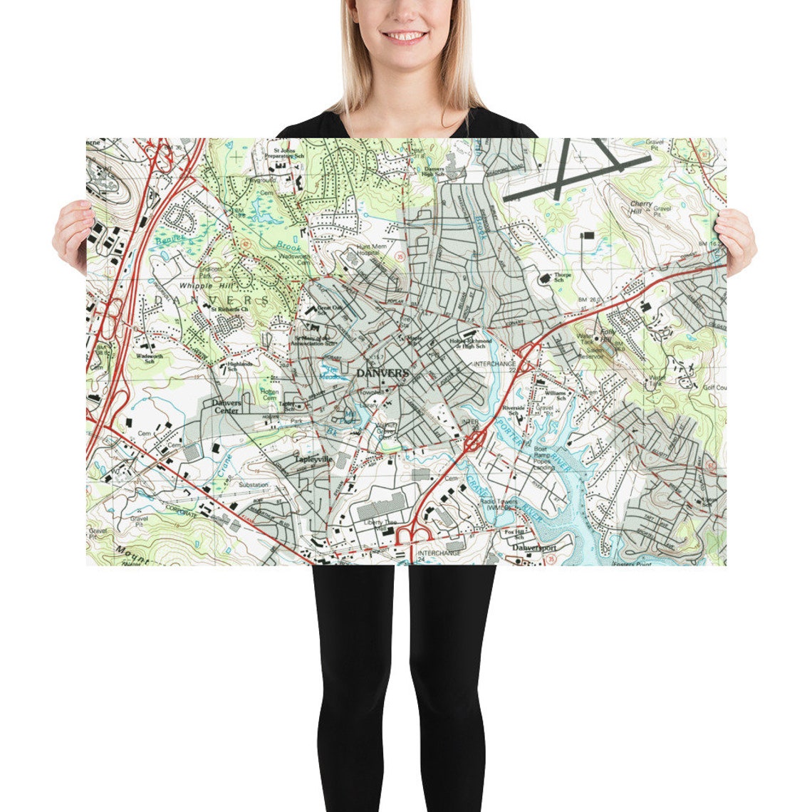 Danvers MA Map 1985 Salem Village Massachusetts Atlas Poster Etsy