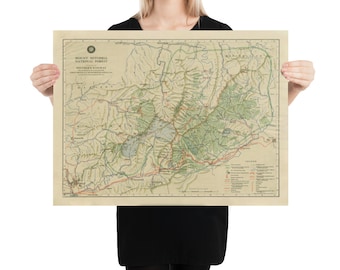 Old Mount Mitchell National Forest NC Map (1916) Vintage North Carolina Park Reserve Atlas Poster