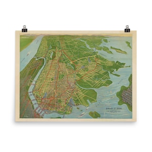 Bronx NY Map (1921) Old NYC Borough & County Atlas Poster