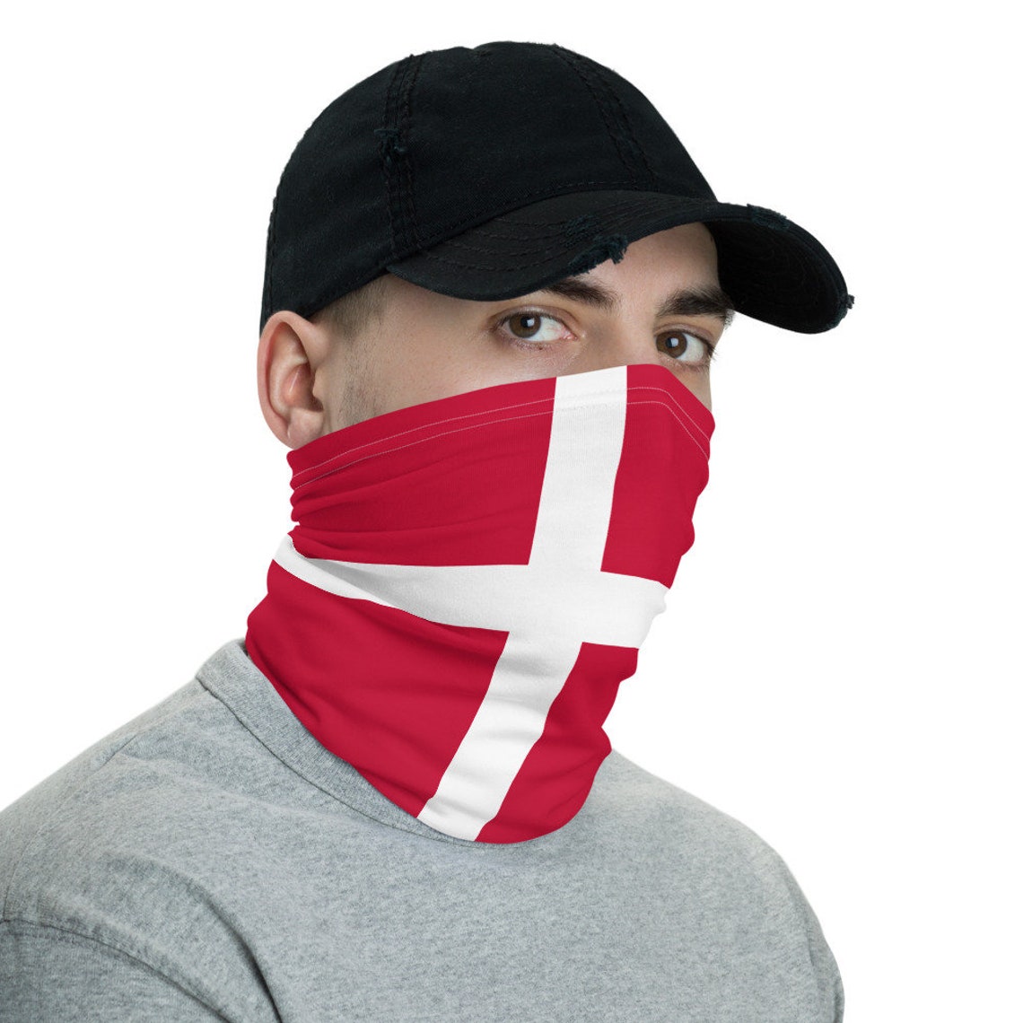 Denmark Flag Face Mask Danish Country Pride & Heritage Neck Etsy