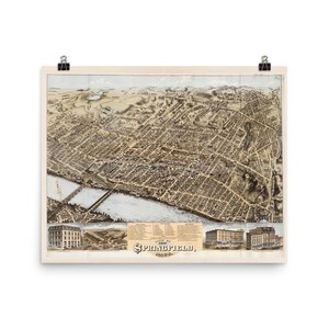 Alte Springfield MA Karte (1875) Vintage Western Massachusetts City Atlas Poster