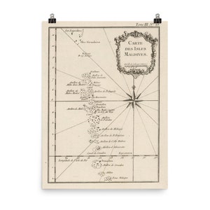 古いモルディブ環礁地図（1764年） ビンテージ モルディブ諸島地図帳ポスター