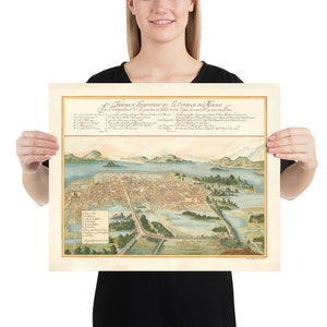 Old Mexico City Map (1628) Vintage Capital Atlas Poster