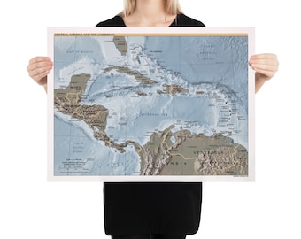 Caribbean Relief Map (2002) West Indies Atlas Poster