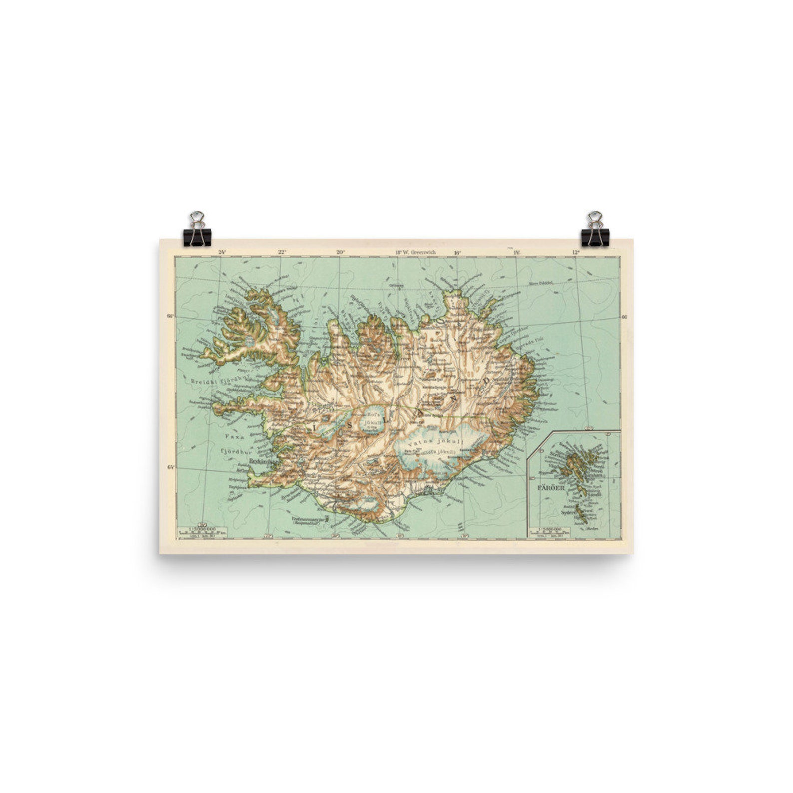 Alte Island Karte 1929 Vintage Islandia Atlas Poster | Etsy