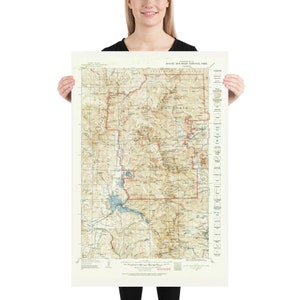Old Rocky Mountain National Park Kaart (1915) Vintage Rockies Reserve Atlas Poster