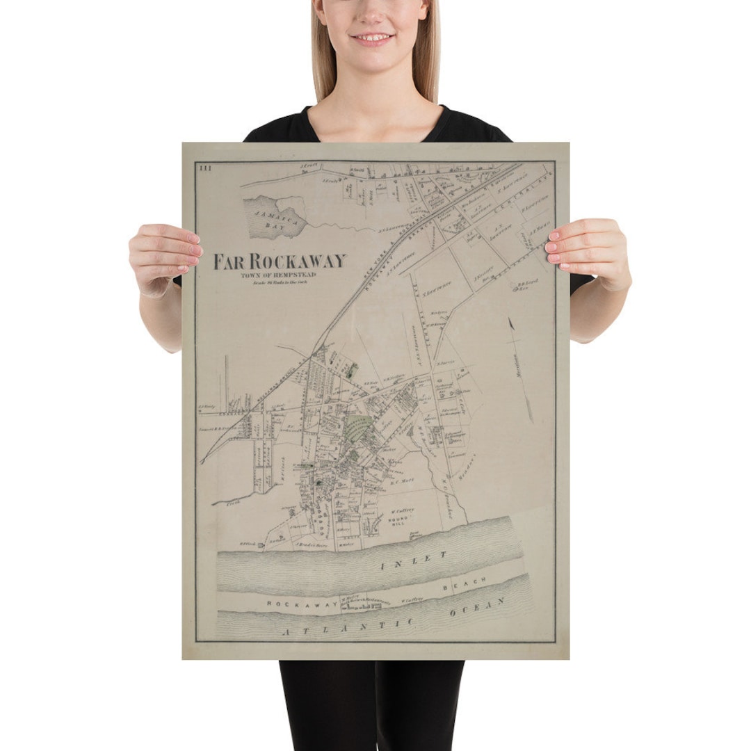 Old Far Rockaway NY Map (1873) Vintage Queens New York Neighborhood ...