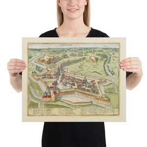 Old Eindhoven Netherlands Carte (1590) vintage North Brabant Province City Atlas Poster