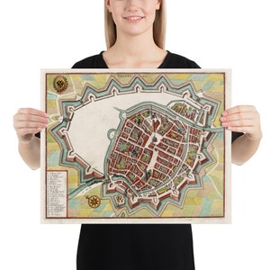 Alte Groningen Niederlande Karte (1636) Vintage Grunnen Stadt Atlas Poster