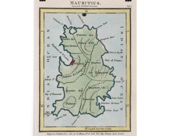 Old Mauritius Map (1801) Vintage Maurice Island Atlas Poster