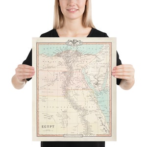 古いエジプト地図 (1853) ヴィンテージ エジプト郡地図帳ポスター