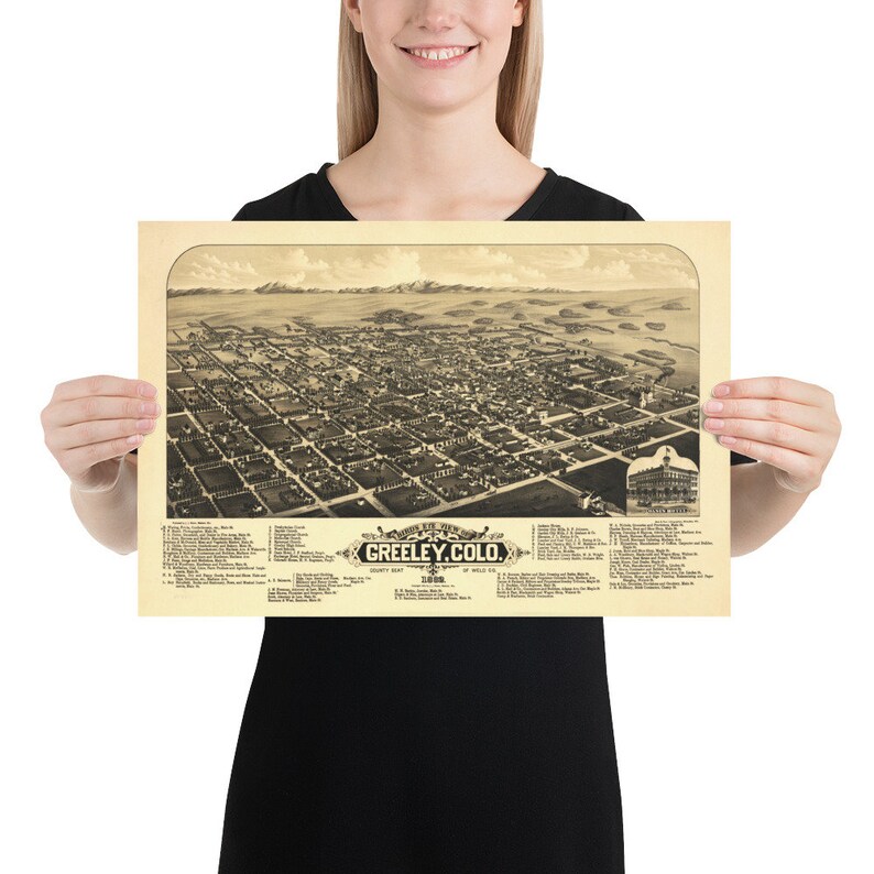 Old Greeley CO Map 1882 Vintage Front Range Urban Corridor Etsy