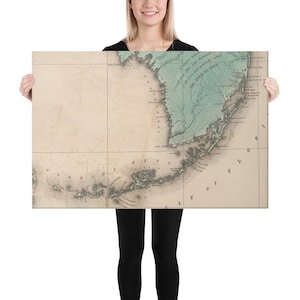 Florida Keys kaart (1883) Vintage nautische Atlas canvas