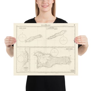 古いケイマン諸島の地図 (1880 年) ヴィンテージ ケイマン諸島チャート ポスター