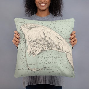 Vintage Provincetown Harbor Mapa (1892) P-Town Nautical Atlas Basic Pillow