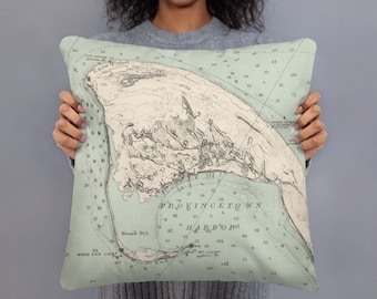 Vintage Provincetown Harbor Map (1892) P-Town Nautical Atlas Basic Pillow