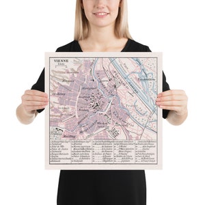 Vintage Vienna Austria Map (1900) Old Wien City & Street Atlas Poster
