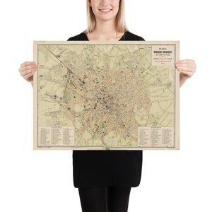 オールド ブカレスト ルーマニア マップ (1911) ヴィンテージ Micul Paris City Atlas ポスター