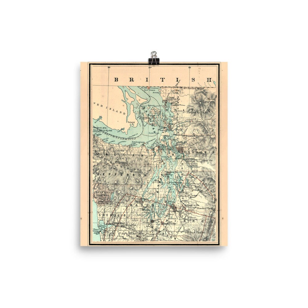 Puget Sound Map 1883 Old Pacific Northwest Inlet Atlas | Etsy