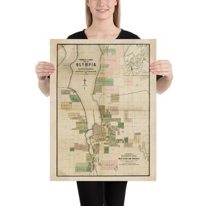 Alte Olympia WA Karte (1890) Vintage Washington State Capital City Atlas Poster