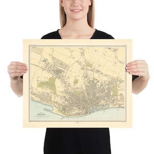Old Dundee Scotland Carte (1912) The City of Discovery vintage Atlas Poster