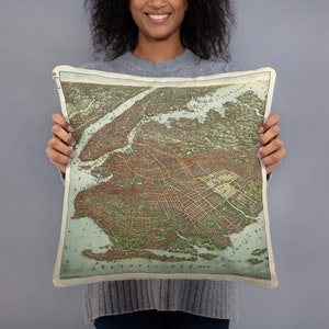 Old Brooklyn NY Carte (1908) Vintage NYC Suburb Atlas Basic Pillow