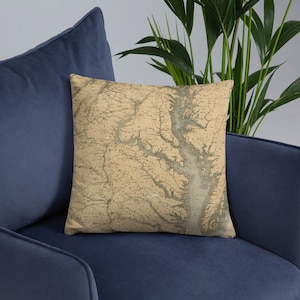 Old Chesapeake Bay Carte (1861) vintage Coastal Virginia Atlas Basic Pillow