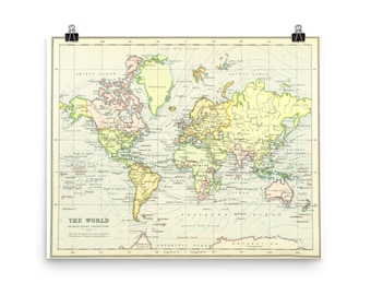 Plakat Vintage World Map (1899) Mercator Projection Atlas