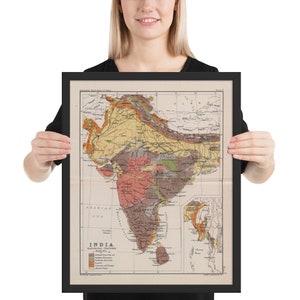 Old India Geological Map (1893) vintage Indian Geology Atlas Framed poster