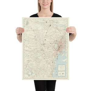 Stara mapa Tokio w Japonii (1954) Plakat Vintage Japanese Capital City & Street Atlas