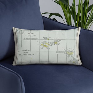 Old Azores Portugal Map (1901) Vintage Açores Portuguese Islands Atlas Basic Pillow