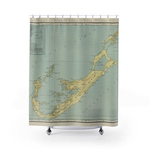 Vieille carte des Bermudes (1924) vintage Bermudian Island Nautical Chart Shower Curtain