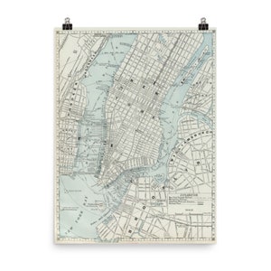 Old New York City Map (1889) Vintage NYC City & Street Atlas Poster