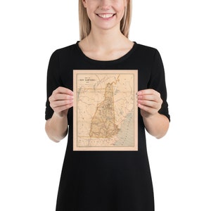 Old New Hampshire Map (1890) Vintage Live Free or Die State Atlas Poster image 2