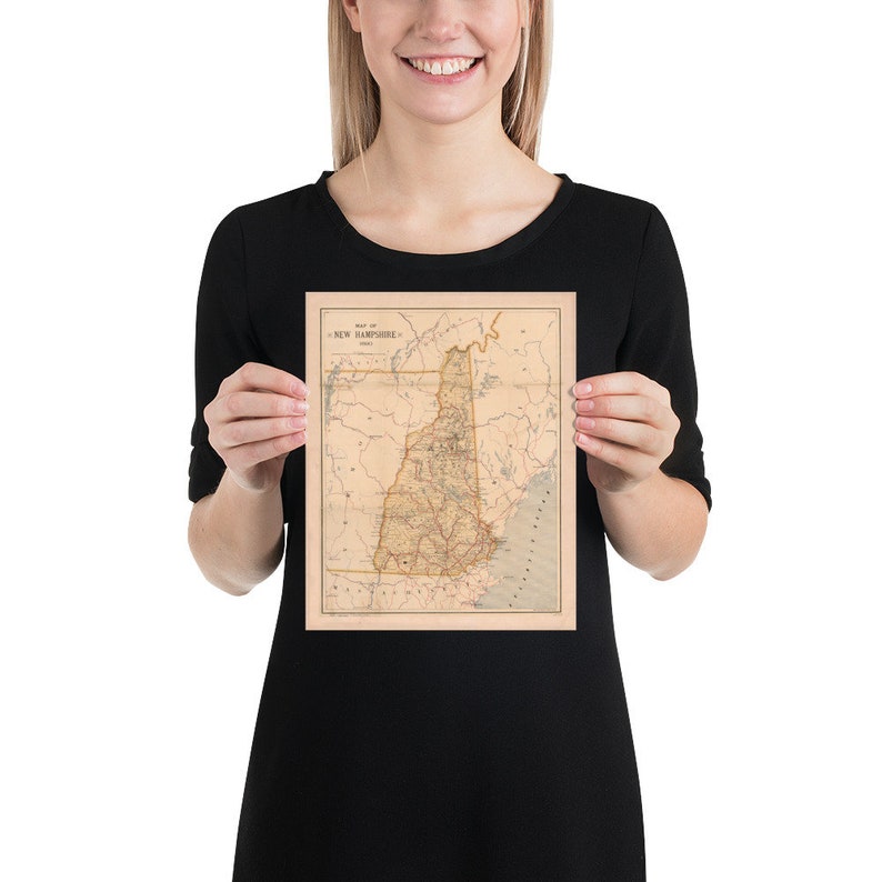 Old New Hampshire Map (1890) Vintage Live Free or Die State Atlas Poster image 2