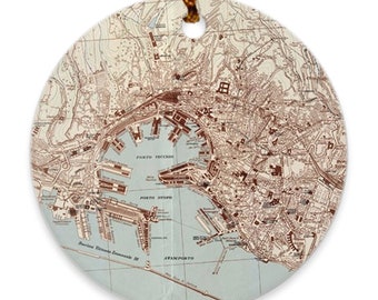 Old Genoa Italy Map (1943) Vintage Genova Italia Atlas  Ornaments