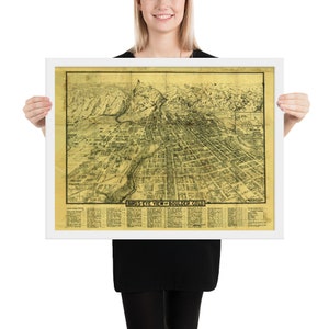 Boulder CO Karte (1909) alte Colorado Vögel Auge Atlas gerahmt Poster