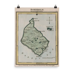 Old Bornholm Island Denmark Map (1801) Vintage Danish Isle Atlas Poster