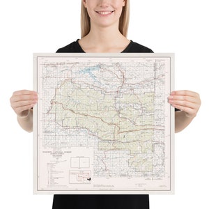 Pôster Mapa antigo da floresta nacional de Ouachita (1970) Vintage Arkansas Woodland Reserve