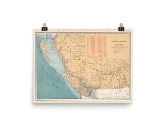 Old British Columbia Sailing and Lighthouse Map (1915) Vintage Nautical Canada Atlas Poster