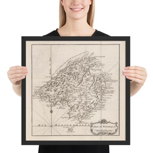Mapa antiguo de Mallorca España (1764) Cartel enmarcado del Atlas de la isla de Mallorca vintage