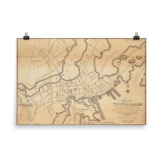 Map Of Old Salem Village Old Town Of Salem Map 1820 Historic Massachusetts Atlas | Etsy Ireland