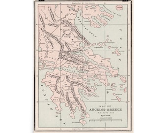 古代ギリシャ地図（1901年）古代ギリシャ領土地図帳ポスター - Etsy 日本