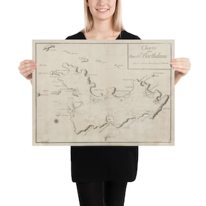 古いサン・バルテルミー島の地図（1786年）ヴィンテージのサン・バルテルミー島地図帳ポスター
