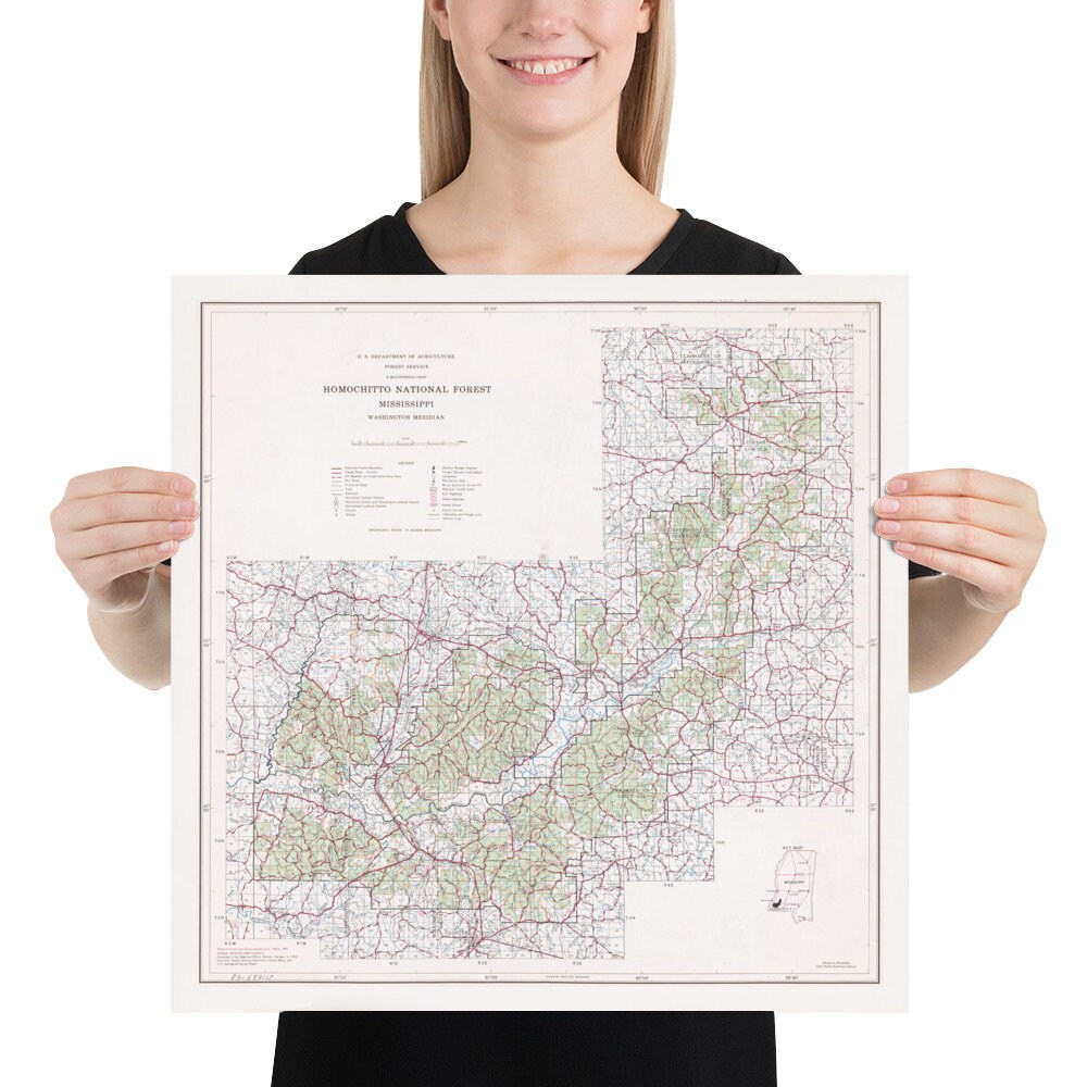 Homochitto National Forest Map Homochitto National Forest Map 1981 Mississippi Woodland - Etsy