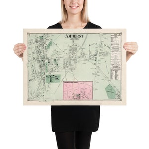 Alte Amherst MA Karte (1873) Vintage Western Massachusetts Stadt Atlas Poster